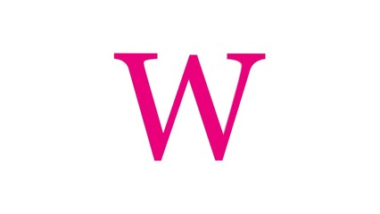 3d W letter logo loopable rotated pink color white background