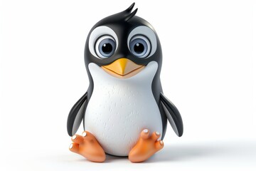 Obraz premium Cute cartoon penguin with big eyes