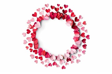 Obraz premium Heart-shaped paper wreath on white background