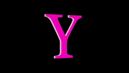 3d Y letter logo loopable pink color black background