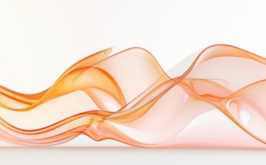 Abstract background with smooth mandarin and chintz waves on a light white surface, elegant 3D rendering