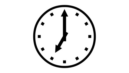 7 O Clock face icon black color in white background