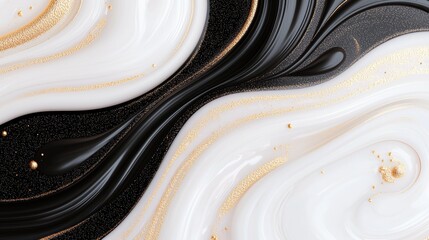 Elegant black and white swirl with golden accents a luxurious abstract design for modern aesthetics and creative inspiration