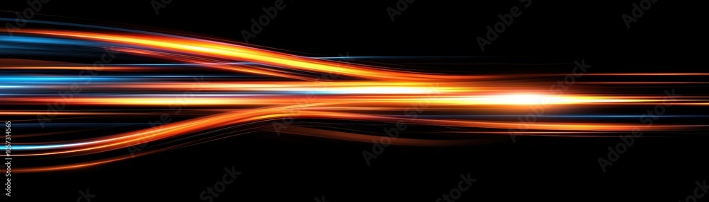 Wall mural dynamic abstract light streaks in vibrant colors creating an energetic visual effect against a dark 