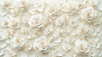 Elegant White Rose Petals 3D Floral Background with Intricate Details