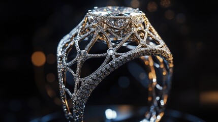 Intricate web-inspired design with diamonds and gemstones, sparkling with luxury