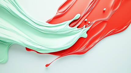 Fluid dynamics of color exploring the artistic expression of red and mint swirls in abstract design