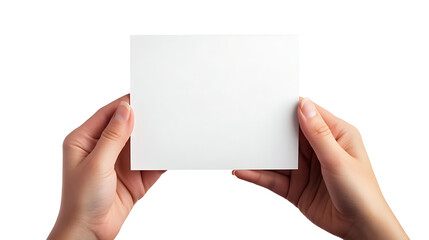 Obraz premium Blank square sheet of paper held in hand on white background