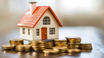 House Model On Stacked Coins.