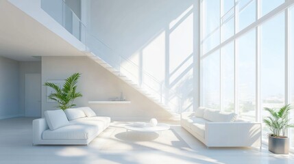 Fototapeta premium A bright and airy living room with minimalist decor, featuring