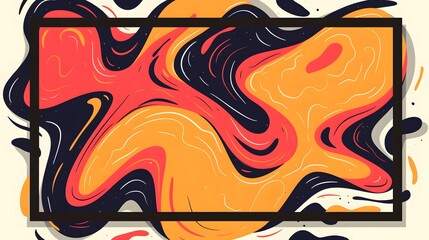 Abstract Swirls Background with Black Frame.