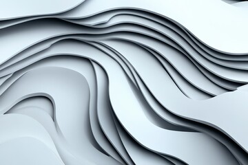 Obraz premium Abstract representation of numerous smooth, layered wave-like structures in soft neutral tones, creating a sense of calm, flow, and gentle, soothing depth in imagery.