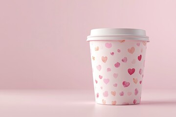 White color coffee cup template with copy space for front view design. Mockup for valentine's day, birthday with floral decor. with generative ai