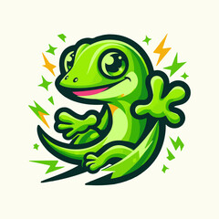 Energetic Green Gecko mascot logo