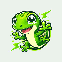 Energetic Green Gecko mascot logo