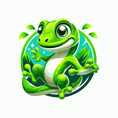 Energetic Green Gecko mascot logo