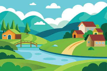 Obraz premium landscape with houses background