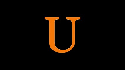 3d U letter logo loopable rotated brown color black background
