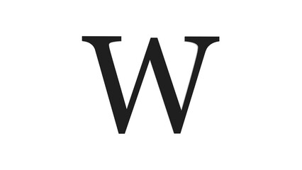 3d W letter logo loopable black color white background