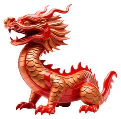 Naklejka premium PNG Metal Chinese Dragon dragon red white background.