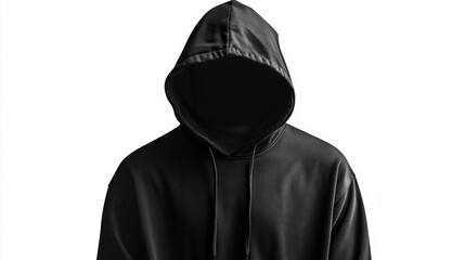 Isolated black hoodie for men, long-sleeve and hooded, ready for design mockups, with