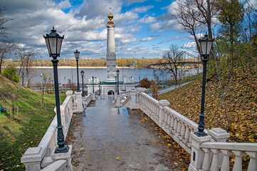 Monument to Magdeburg Law in Kyiv and the stairway leading to it