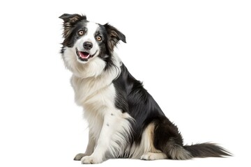 Obraz premium Border Collie Sitting on a White Background
