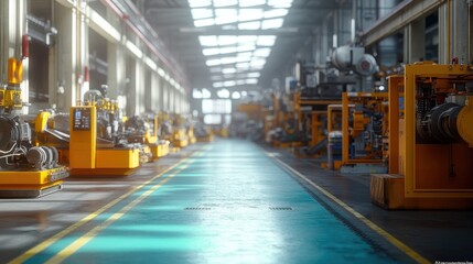 Obraz premium Industrial interior with machinery and equipment in a factory setting.