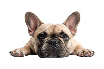 Obraz premium French Bulldog Lying on White Background