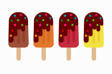 ice cream set isolated on white, summer popsicles vector illustration