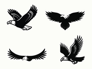Set of eagle with wings flying