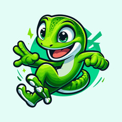 Energetic Green Gecko mascot logo. powerful Gecko vector illustration