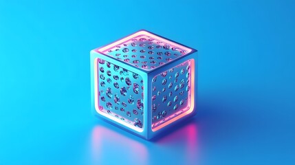 Obraz premium pattern cube 3d art oasis 3d icon blue neon