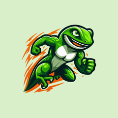 Energetic Green Gecko mascot logo. powerful Gecko vector illustration