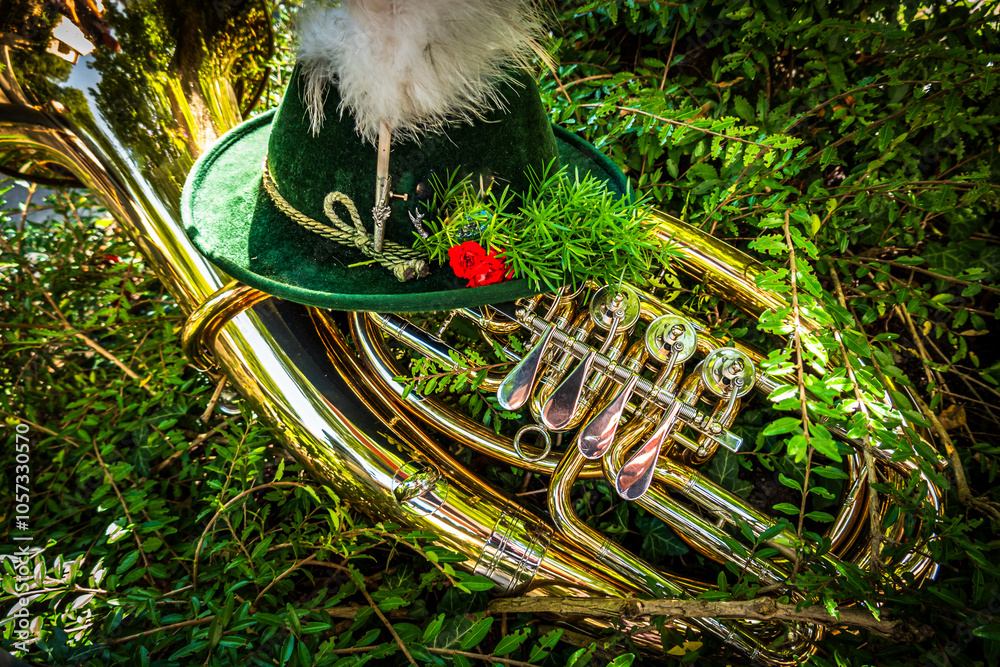 Wall mural typical music instrument of a bavarian brass band