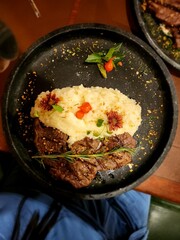 A TASTY DISH OF RISOTO WITH BEEF