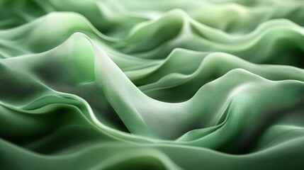 Obraz premium Soft green fabric waves with flowing texture.