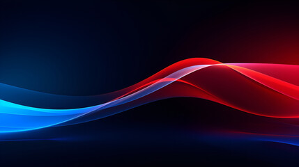 Flowing Red and Blue Waves on Deep Blue Background
