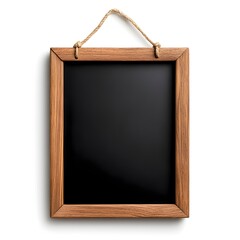 Classic Blackboard with Wooden Frame on White Background