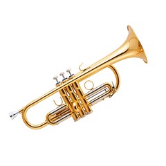 Obraz premium Magnificent Golden Trumpet Instrument on Pristine White Background