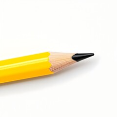 Macro Shot of Perfect Yellow Pencil on White Background