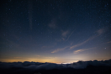 Stars, night sky over Tatra Mountains, from Krivan