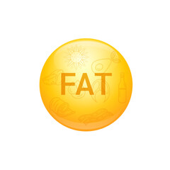 Fat yellow derived from cereals fruits and meat. Nutrients that provide energy to the body. For nutrition products food supplements health. Vector.