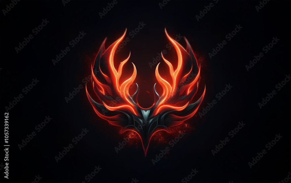 Poster a stylized image of a bird with fiery wings on a dark background.