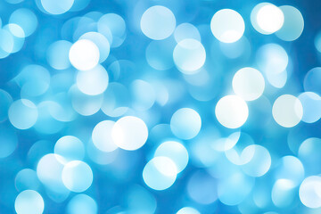 Festive abstract blue background with bokeh lights