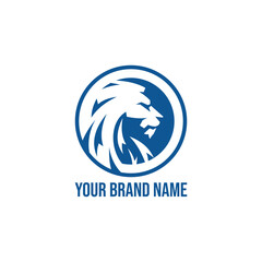 Lion head and circle emblem logo illustration design