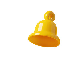 Yellow 3D Notification Bell Icon on White Background
