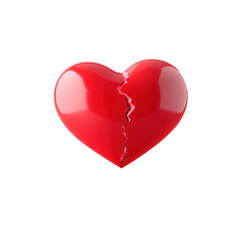 Broken Red Heart Icon Isolated on White Background