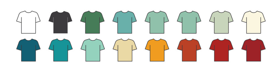 T-shirt icon. Simple flat, outline, solid style. Tee symbol, linear style sign for mobile concept and web design. Glyph, line vector illustration isolated on white background. EPS 10