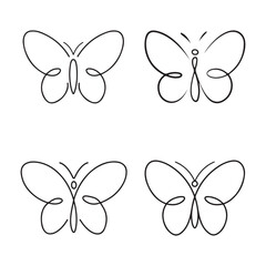 Minimalist butterfly line art vector illustration.